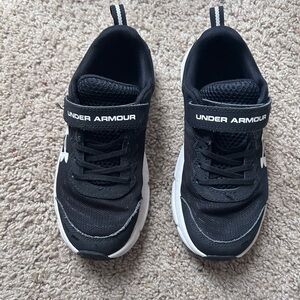 Under Armour Black and White Kids' Hook-and-Loop Athletic Sneakers